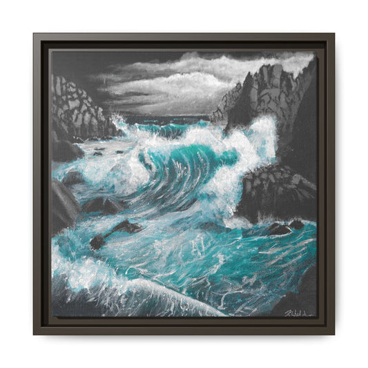 Canvas Print - Dark Storm Waves Acrylic Painting by Kerri Welden