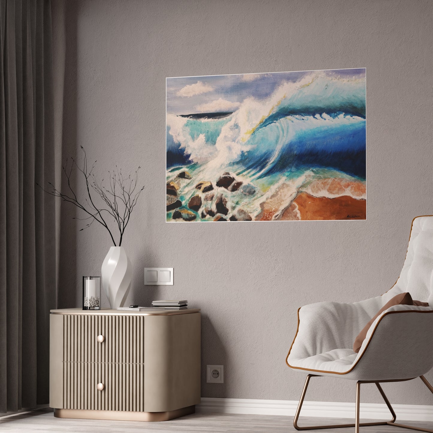 Ocean Wave Gloss Poster — Coastal Surf Art Print