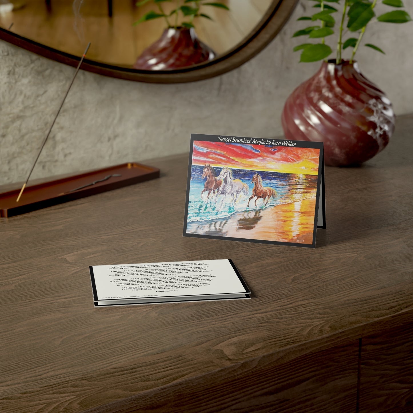 'Sunset Brumbies' Galatians 5:1 Greeting Cards