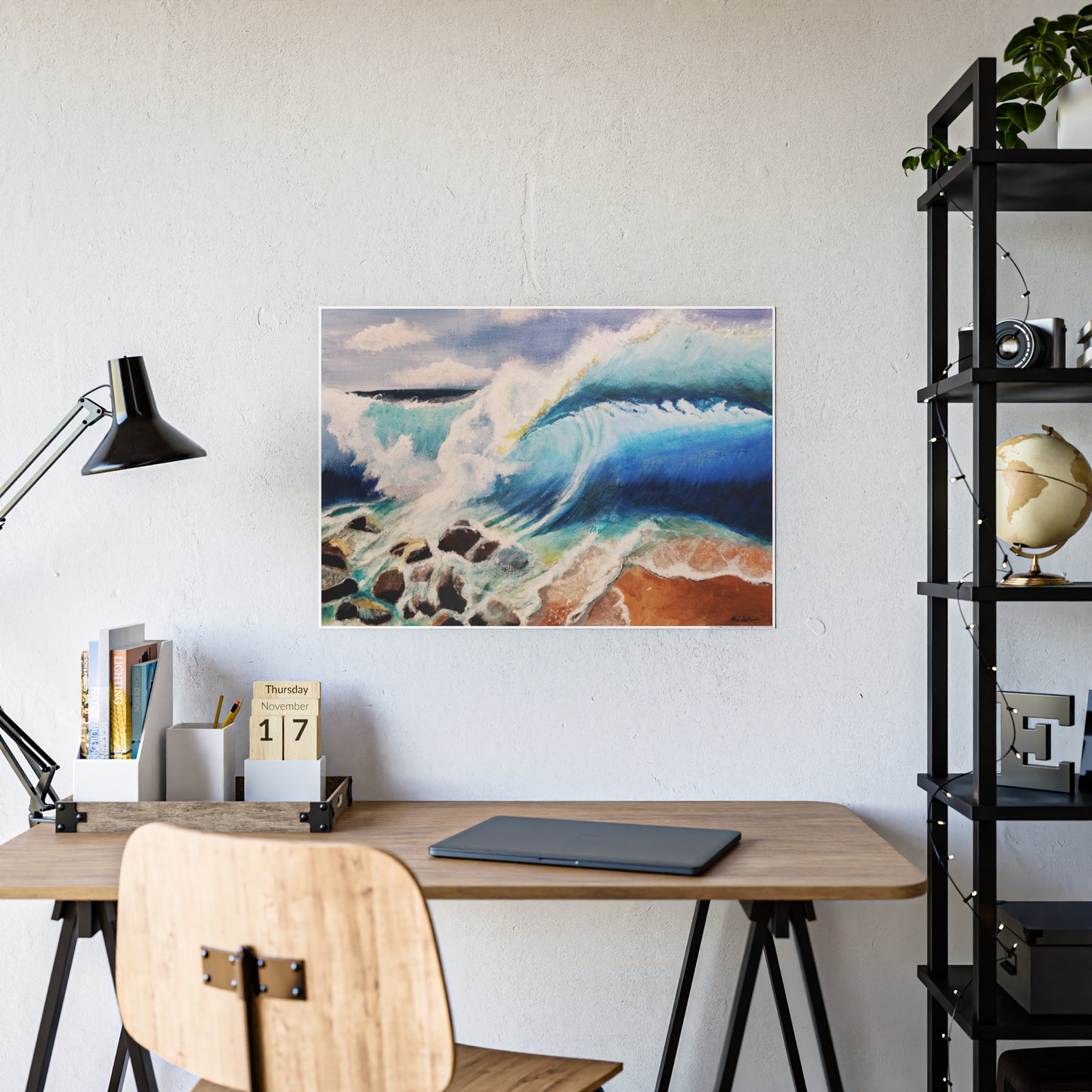 Ocean Wave Gloss Poster — Coastal Surf Art Print