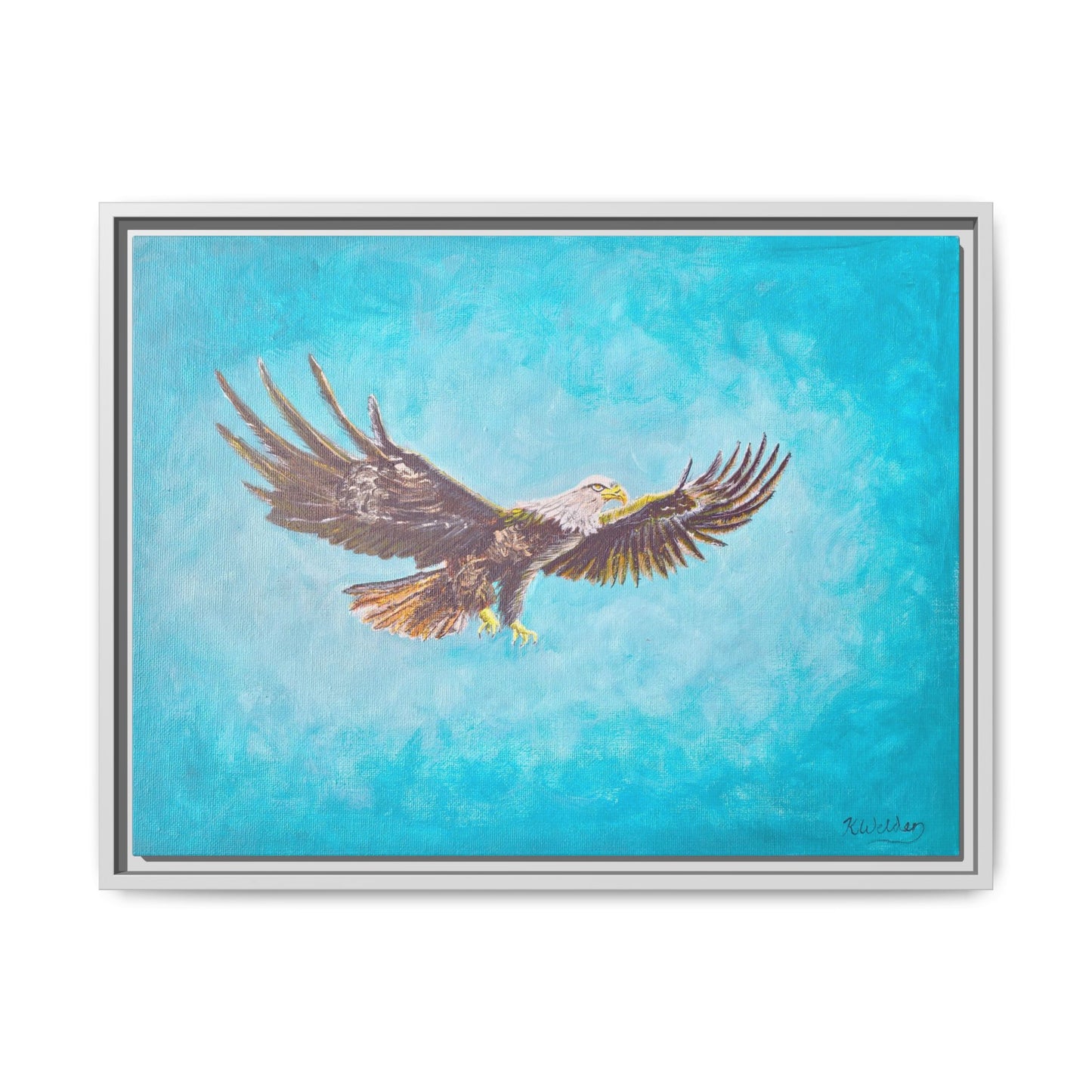 'Provisional Eagle', Canvas Print with floating frame, Acrylic Painting by Kerri Welden