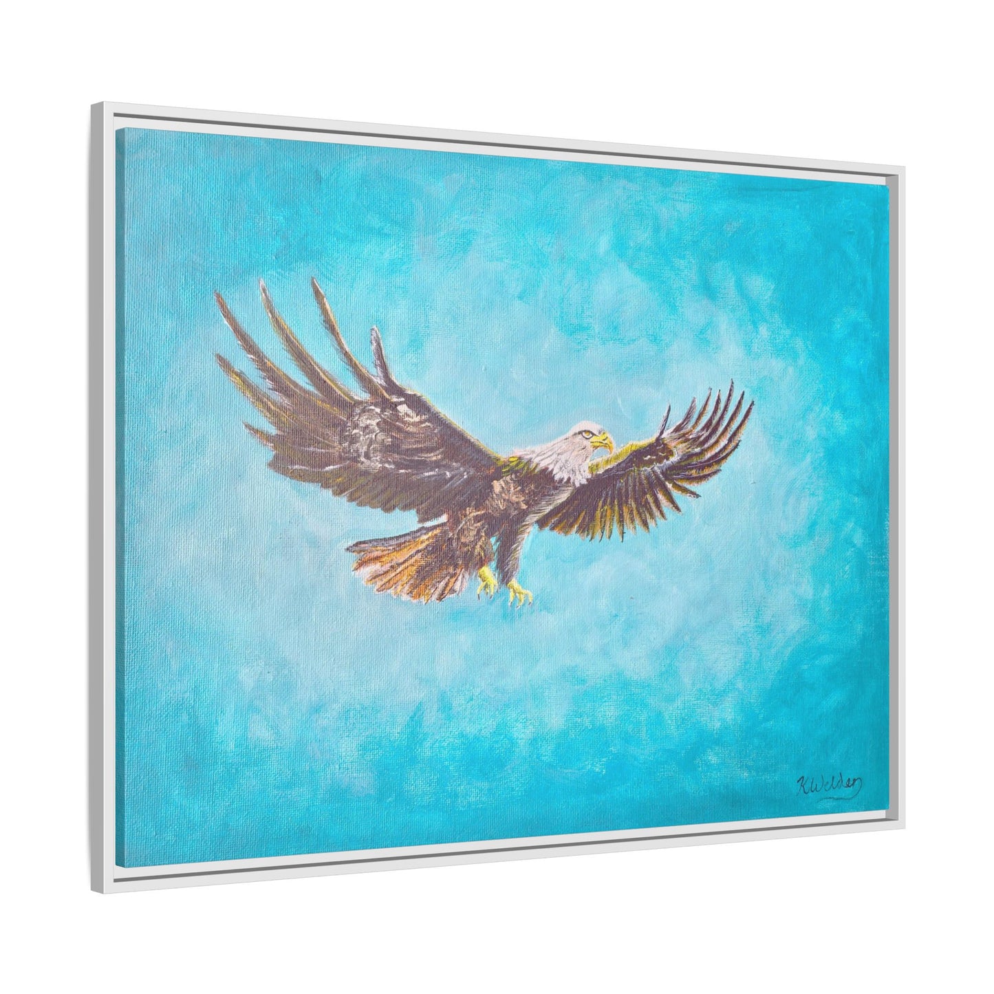 'Provisional Eagle', Canvas Print with floating frame, Acrylic Painting by Kerri Welden
