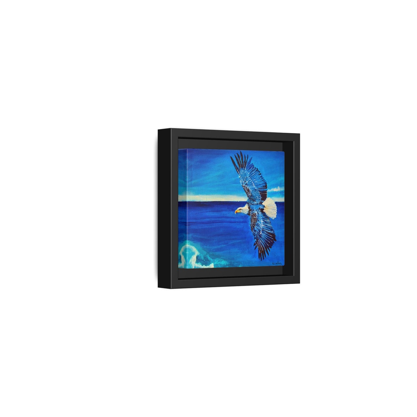 Monochromed Blue Framed Eagle Artwork - Inspirational Matte Canvas Print