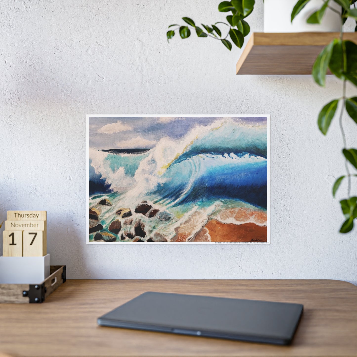 Ocean Wave Gloss Poster — Coastal Surf Art Print
