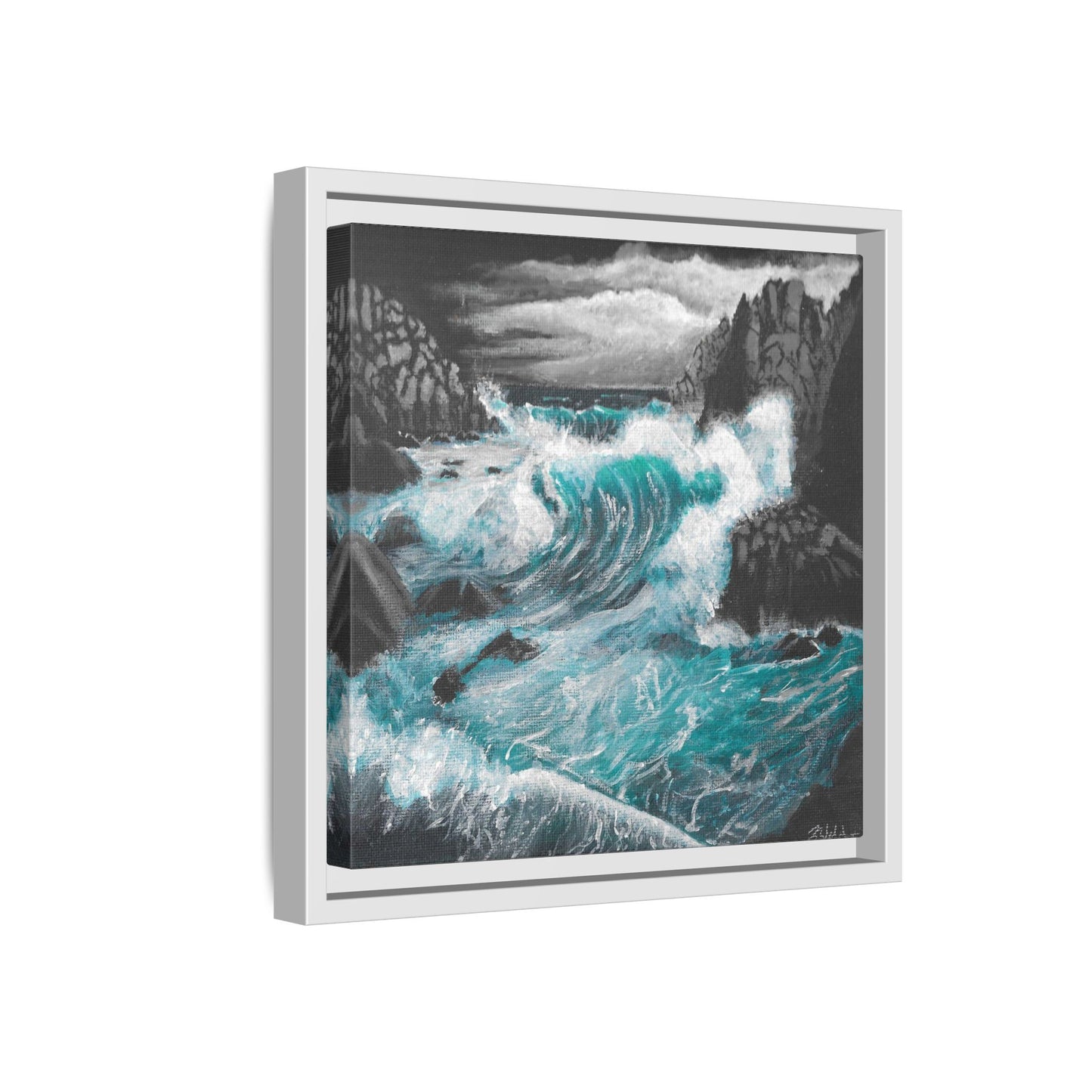 Canvas Print - Dark Storm Waves Acrylic Painting by Kerri Welden