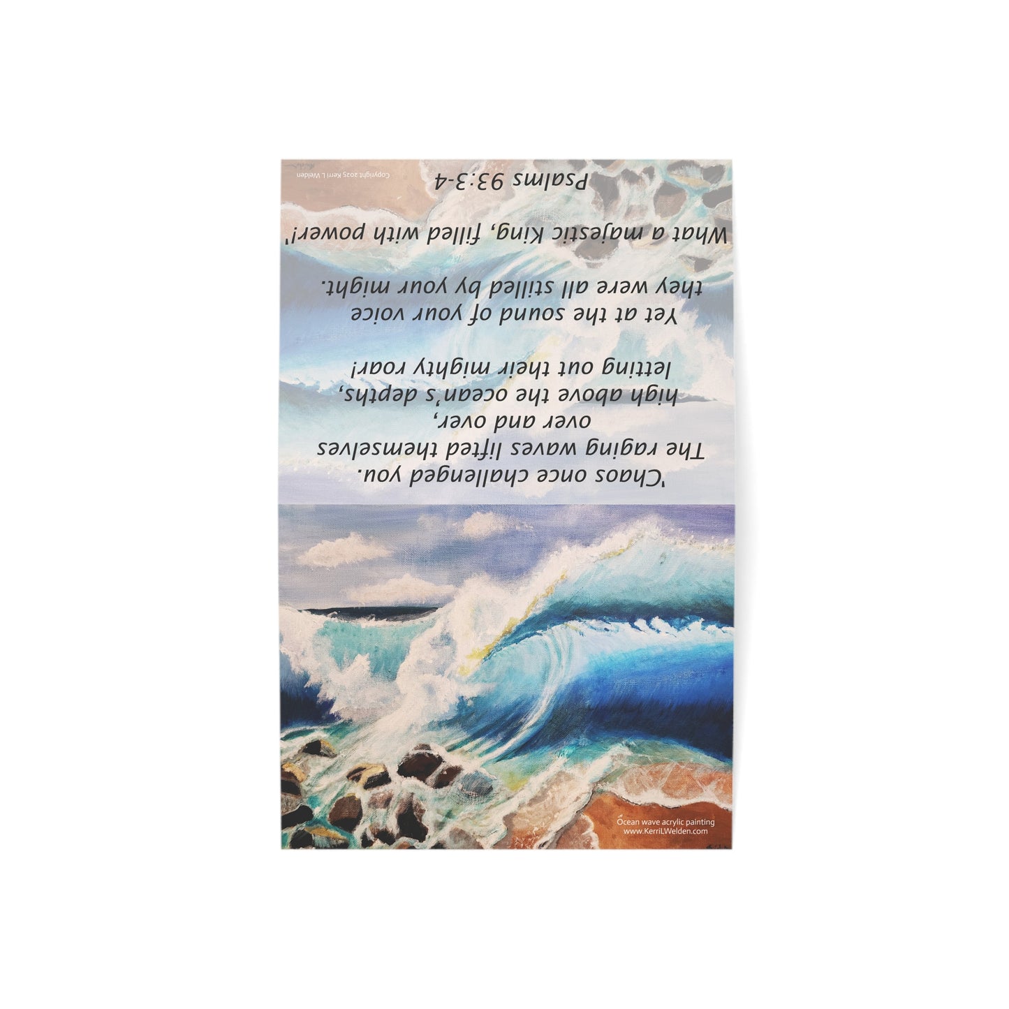 Greeting Cards Psalms 93:3-4 Acrylic Painting Ocean Wave