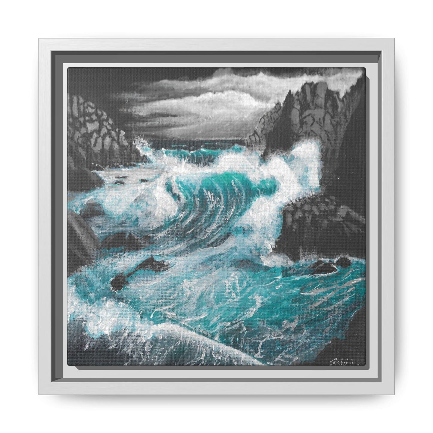 Canvas Print - Dark Storm Waves Acrylic Painting by Kerri Welden