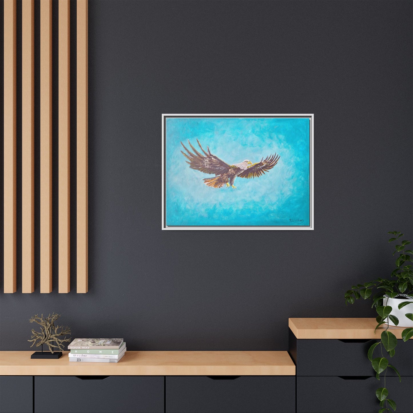 'Provisional Eagle', Canvas Print with floating frame, Acrylic Painting by Kerri Welden