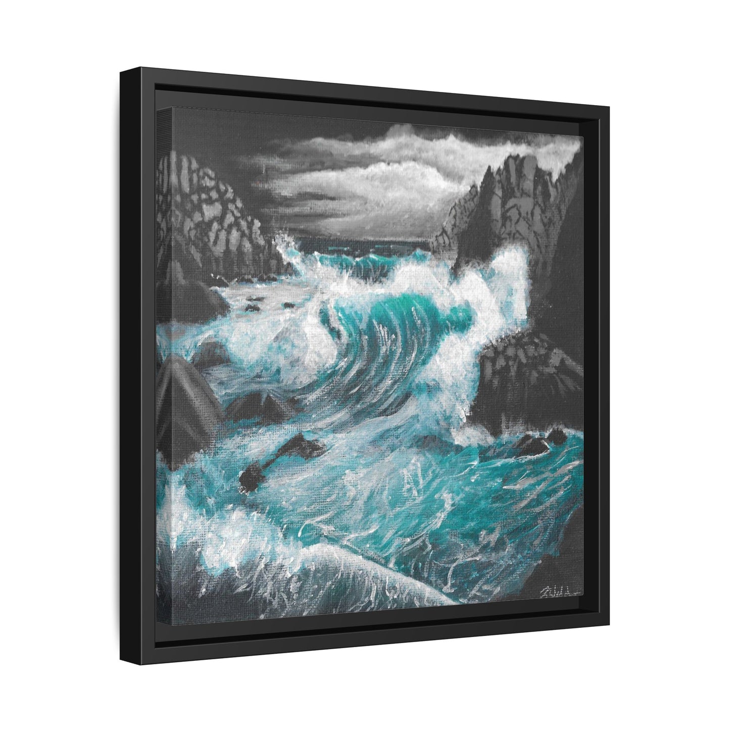 Canvas Print - Dark Storm Waves Acrylic Painting by Kerri Welden