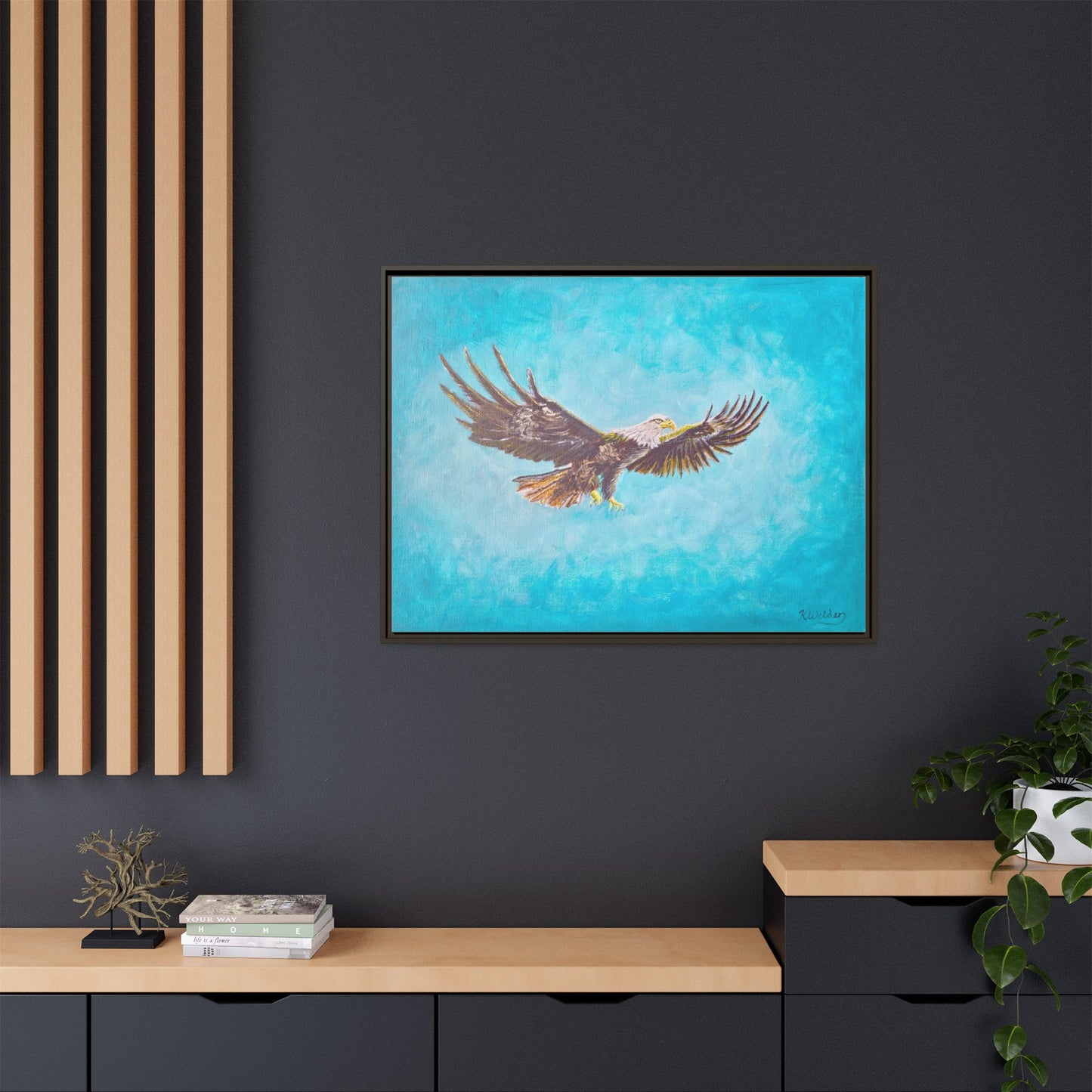 'Provisional Eagle', Canvas Print with floating frame, Acrylic Painting by Kerri Welden