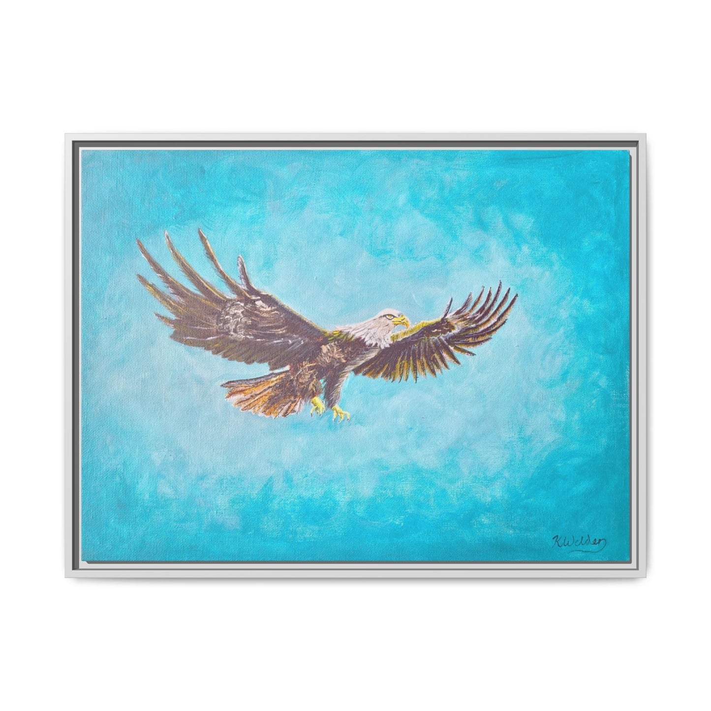 'Provisional Eagle', Canvas Print with floating frame, Acrylic Painting by Kerri Welden