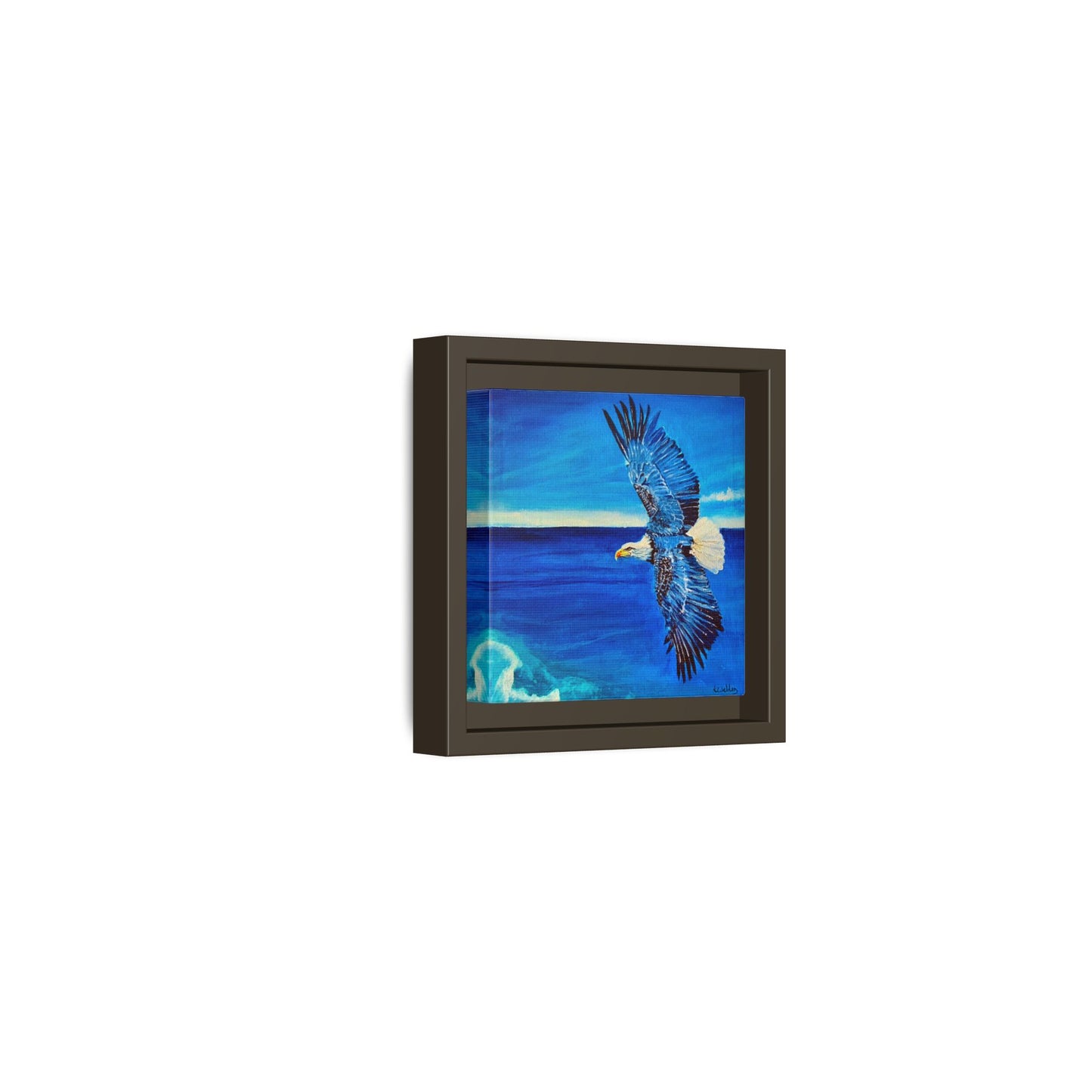 Monochromed Blue Framed Eagle Artwork - Inspirational Matte Canvas Print