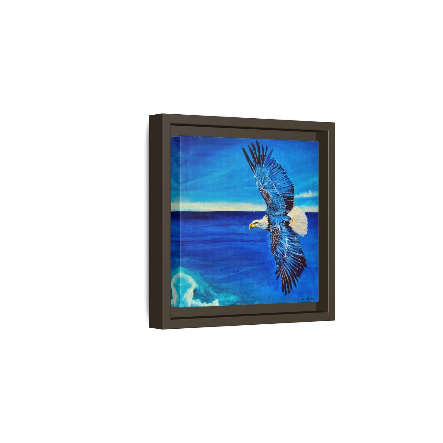 Monochromed Blue Framed Eagle Artwork - Inspirational Matte Canvas Print