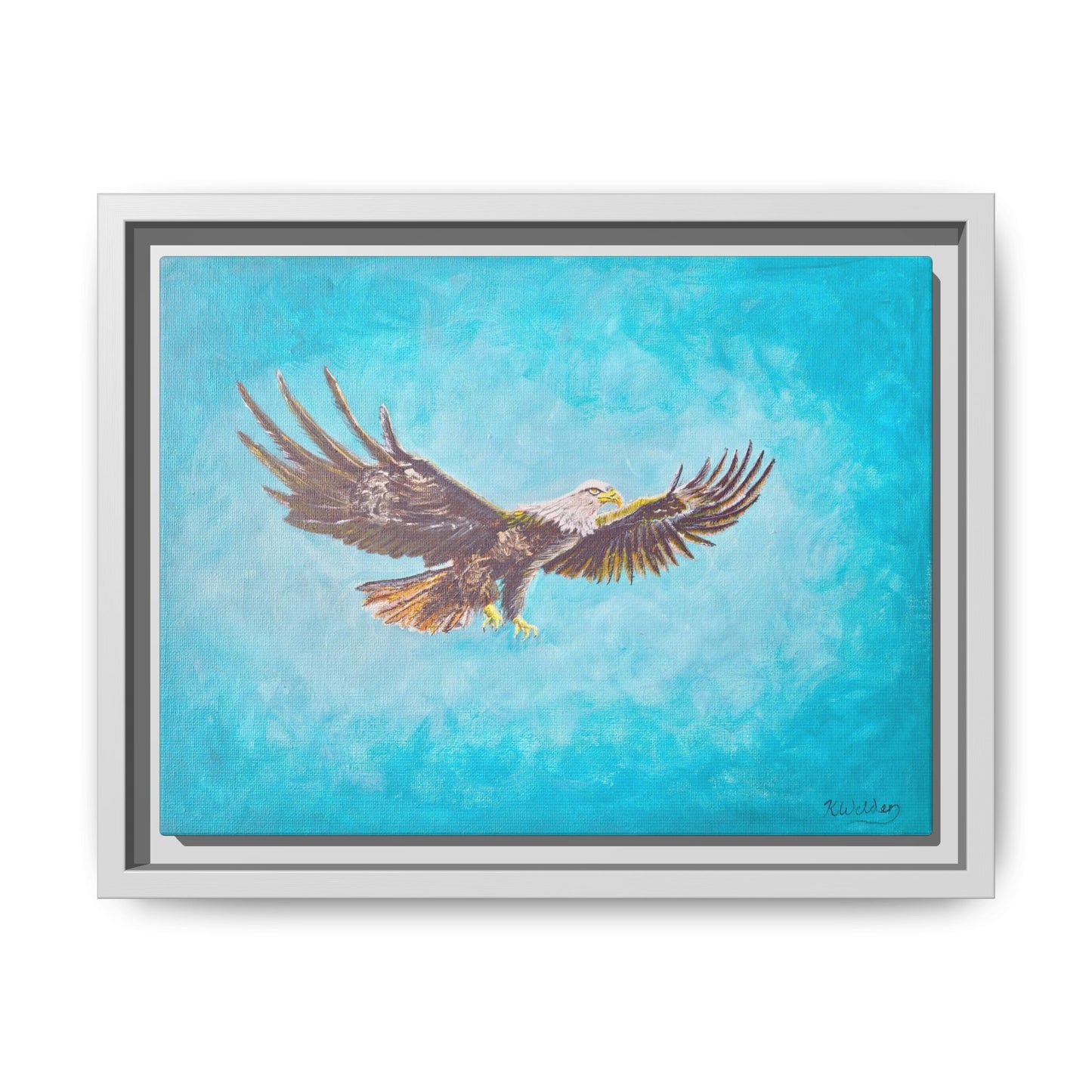 'Provisional Eagle', Canvas Print with floating frame, Acrylic Painting by Kerri Welden