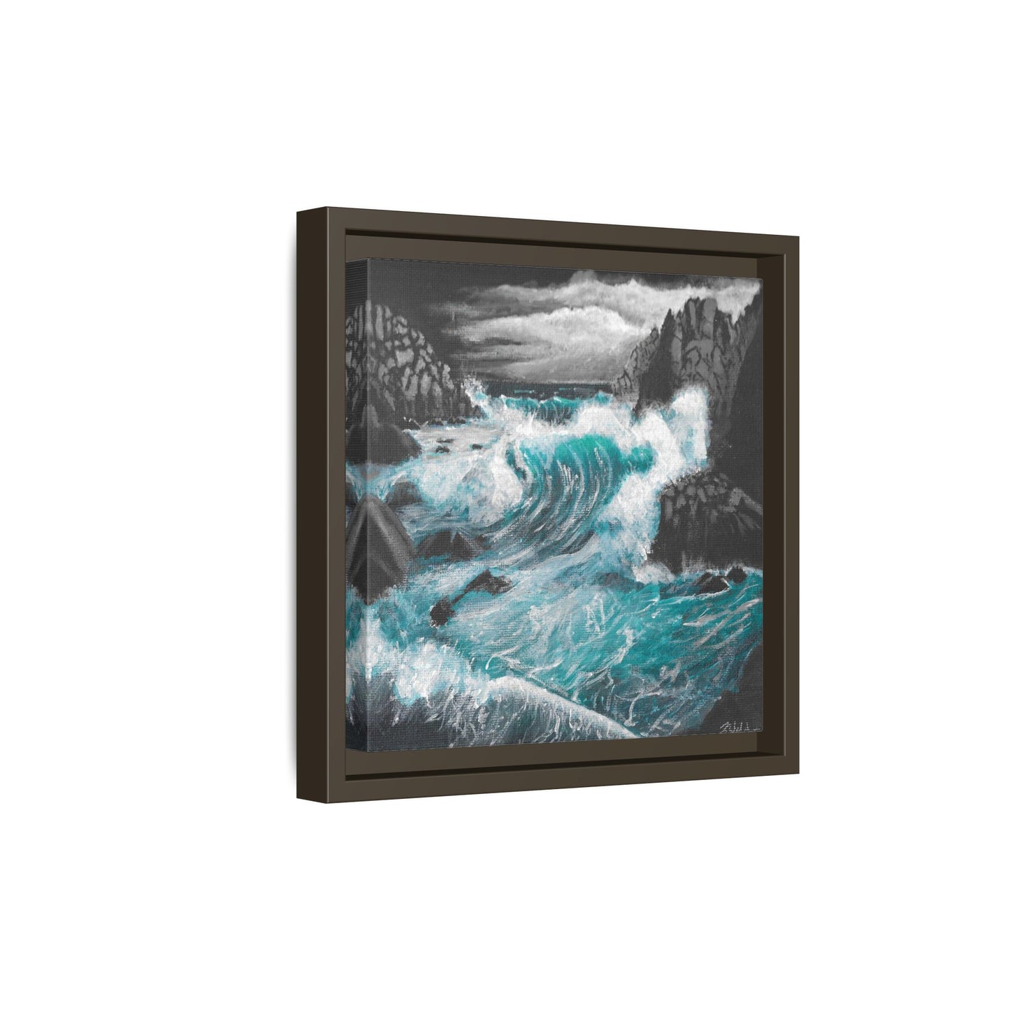 Canvas Print - Dark Storm Waves Acrylic Painting by Kerri Welden