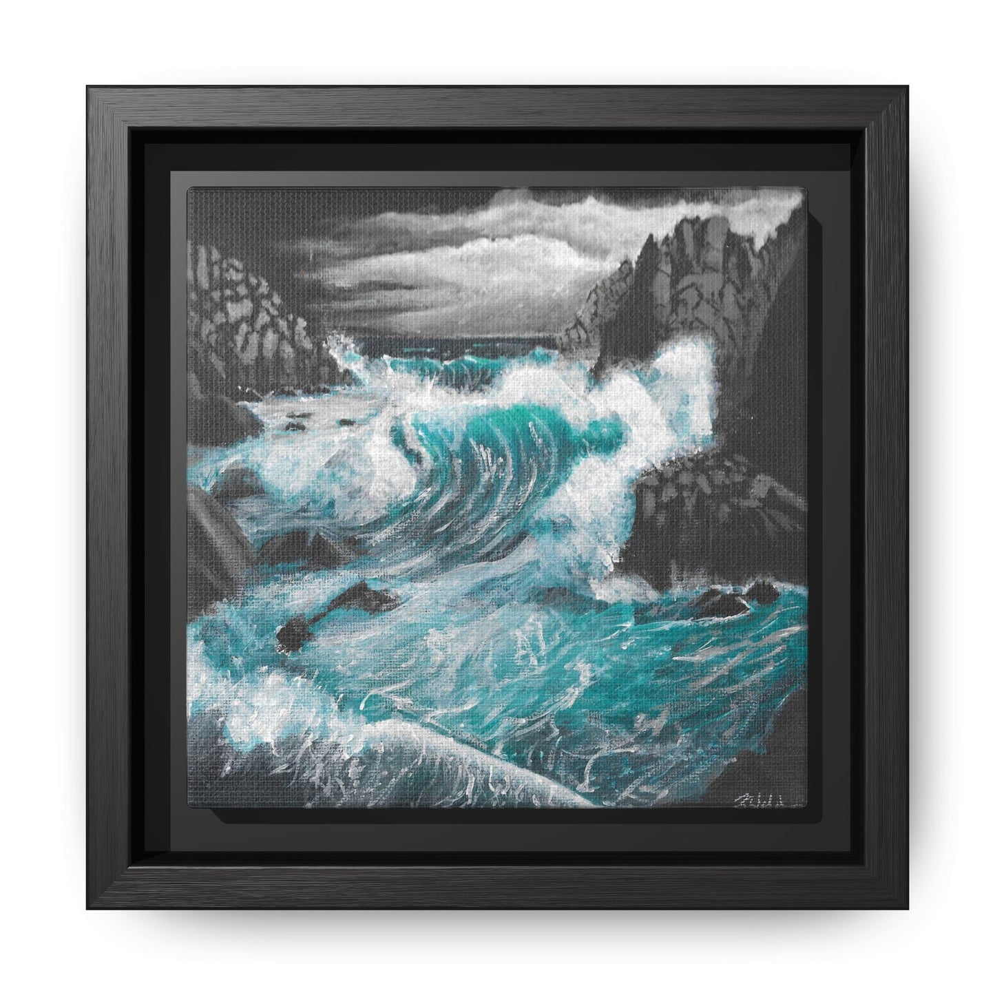 Canvas Print - Dark Storm Waves Acrylic Painting by Kerri Welden