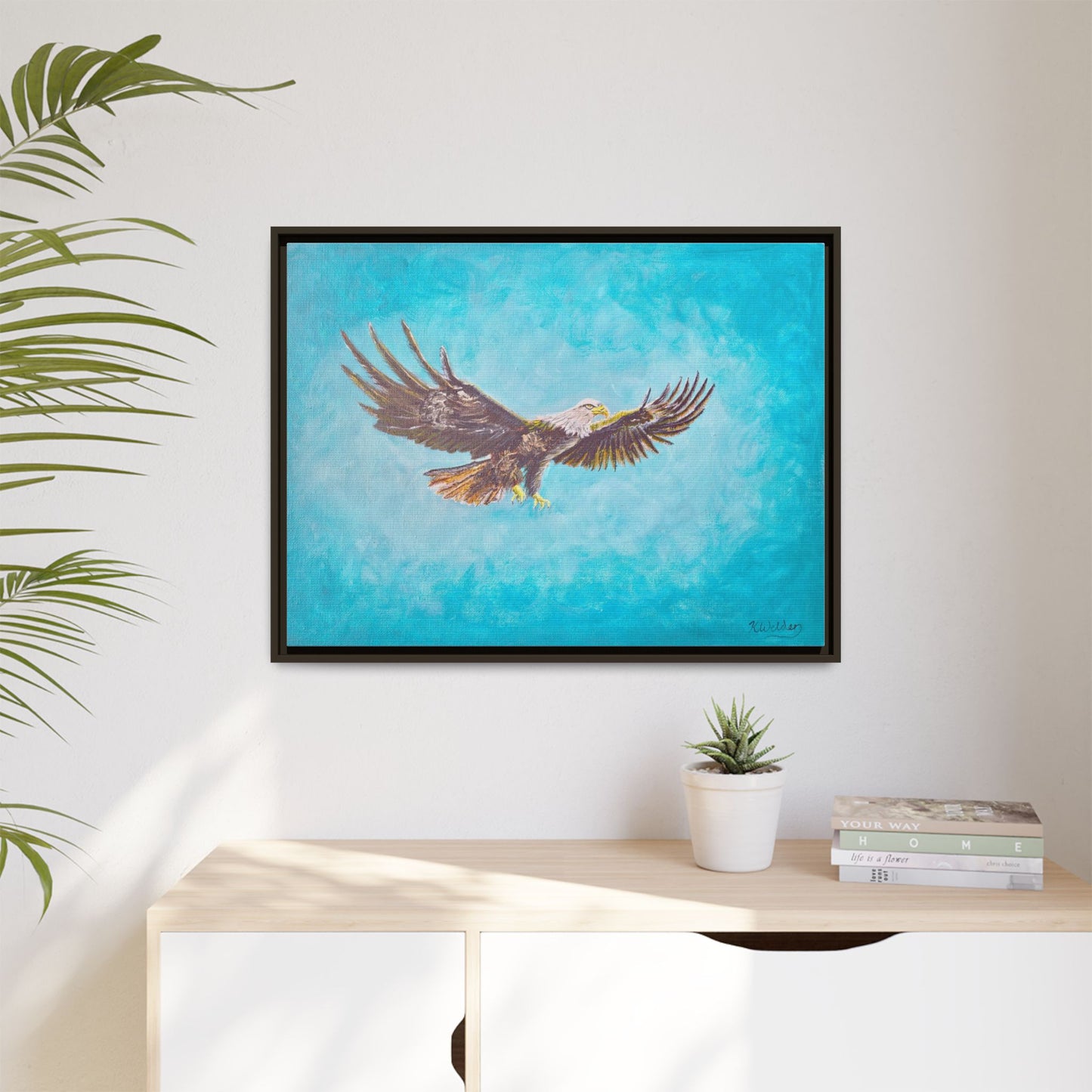 'Provisional Eagle', Canvas Print with floating frame, Acrylic Painting by Kerri Welden