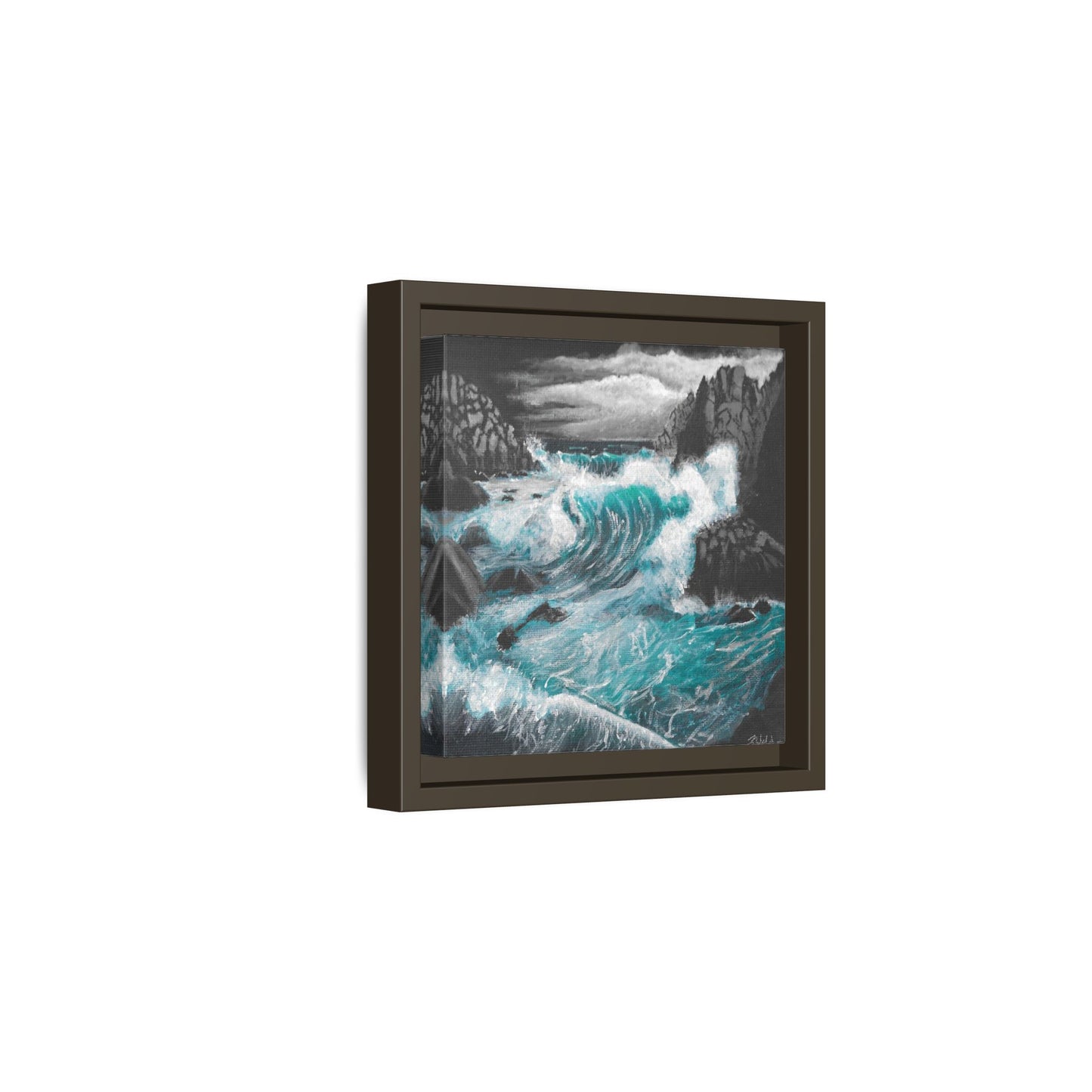 Canvas Print - Dark Storm Waves Acrylic Painting by Kerri Welden