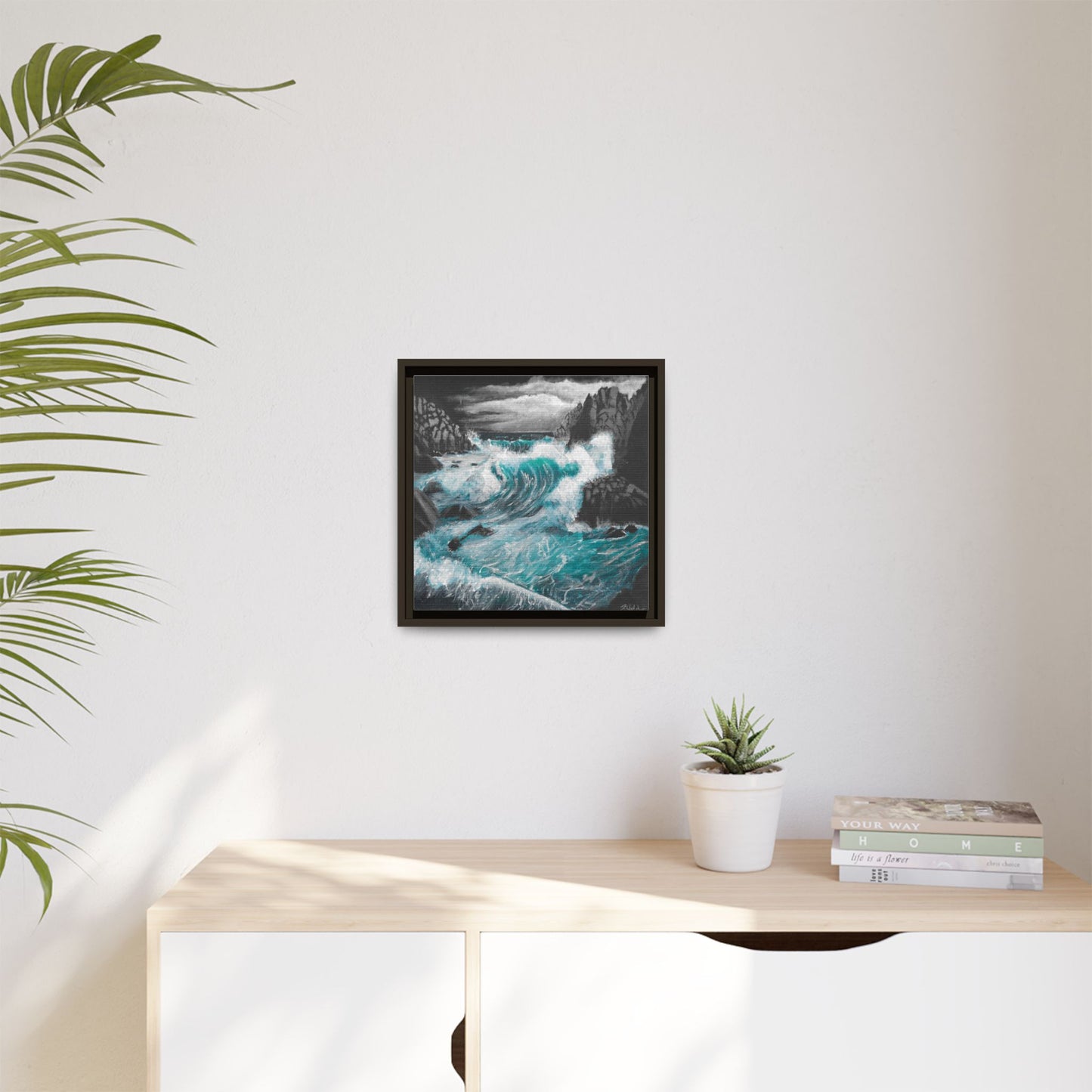 Canvas Print - Dark Storm Waves Acrylic Painting by Kerri Welden