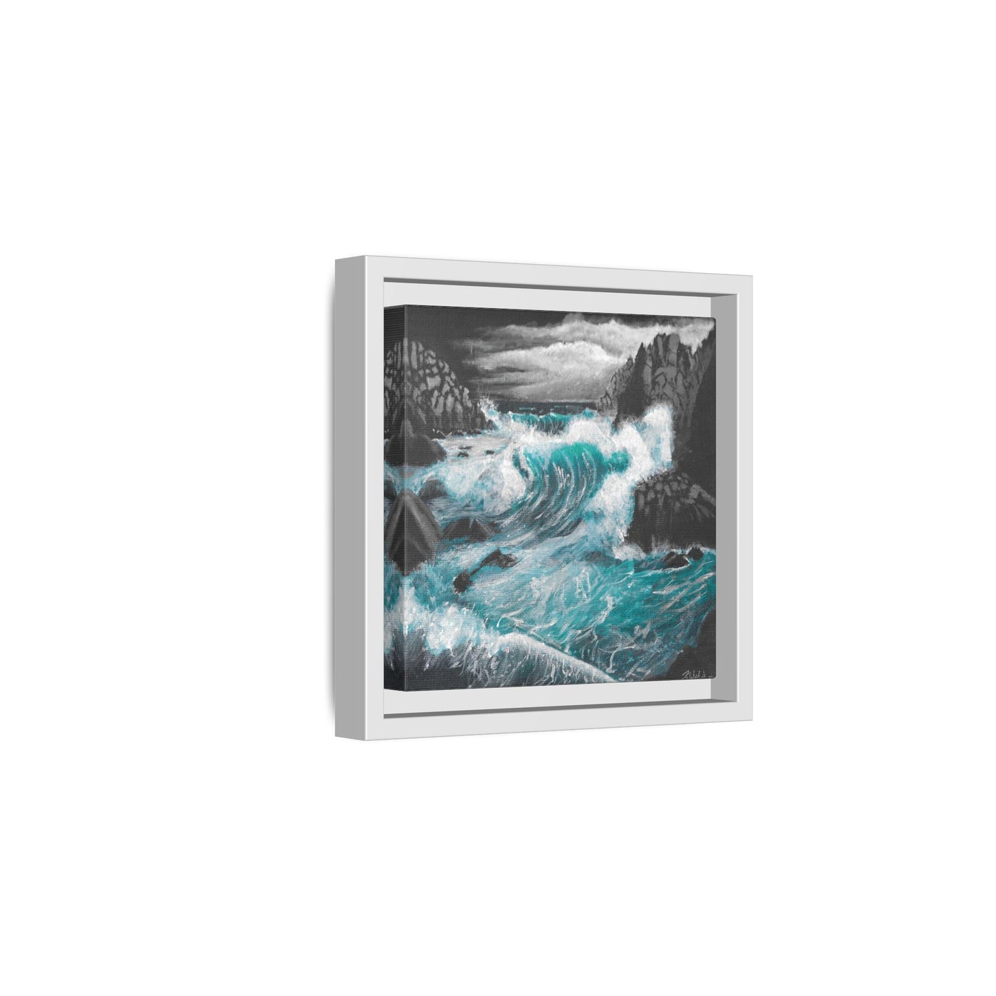 Canvas Print - Dark Storm Waves Acrylic Painting by Kerri Welden