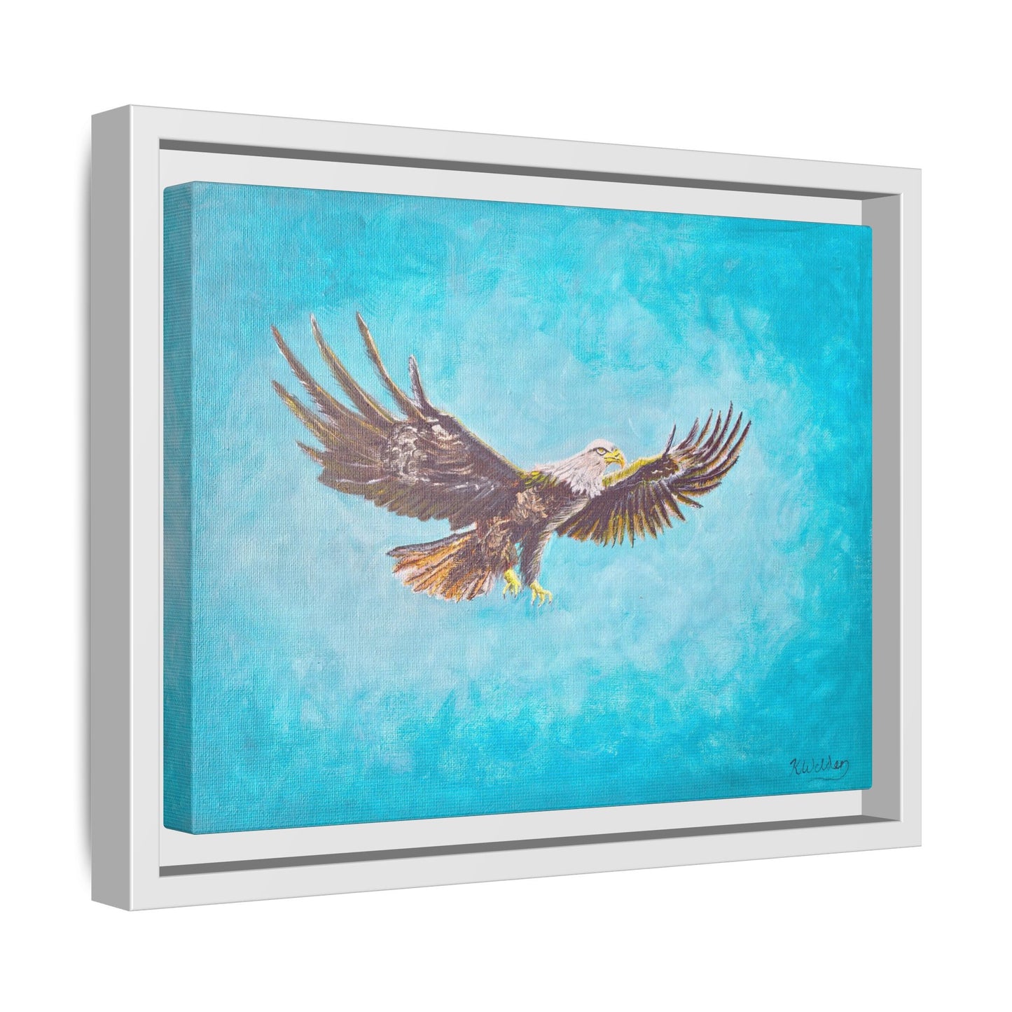'Provisional Eagle', Canvas Print with floating frame, Acrylic Painting by Kerri Welden