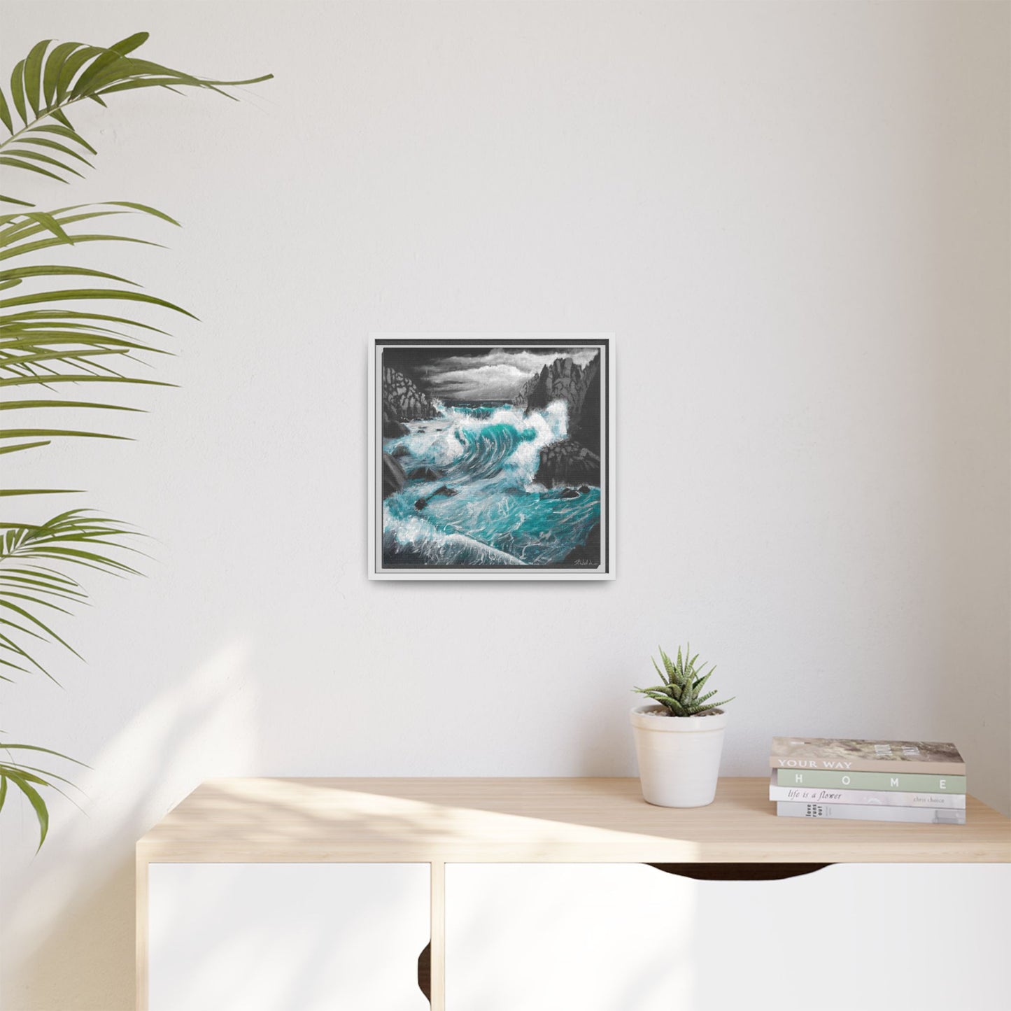 Canvas Print - Dark Storm Waves Acrylic Painting by Kerri Welden