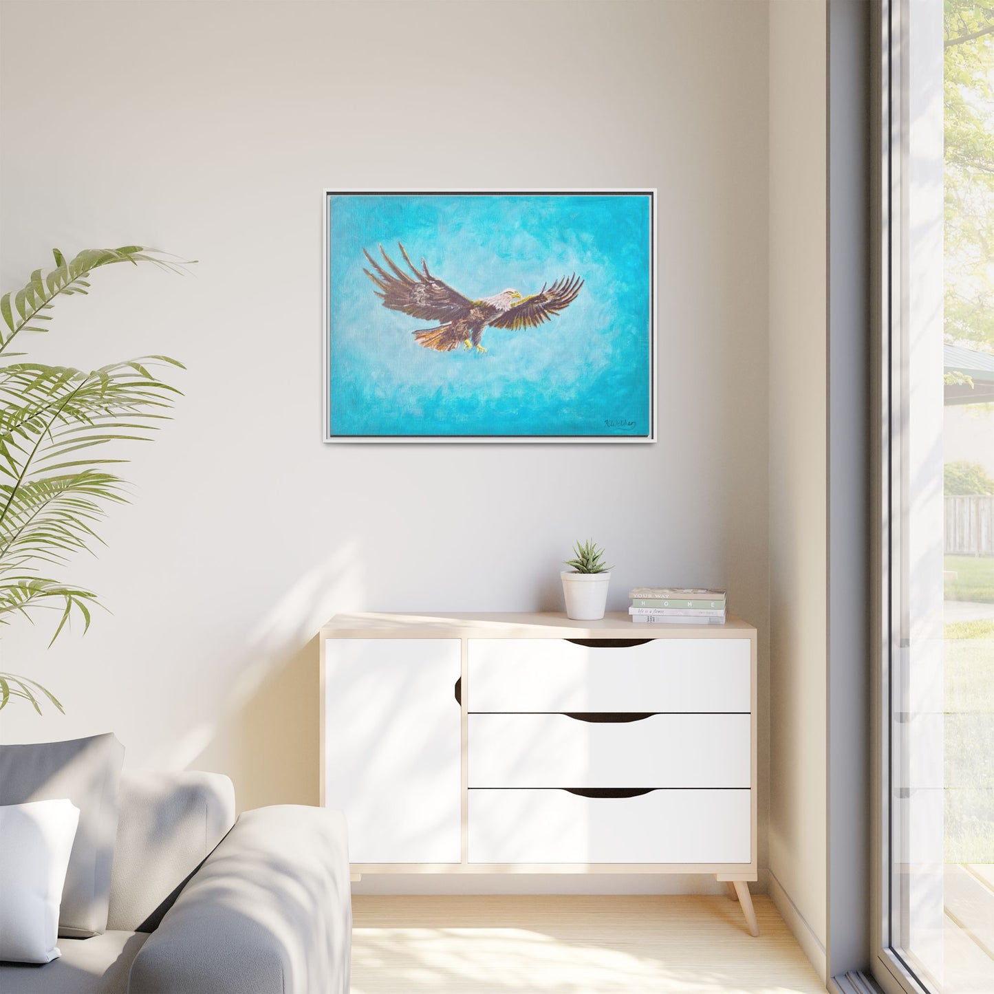 'Provisional Eagle', Canvas Print with floating frame, Acrylic Painting by Kerri Welden