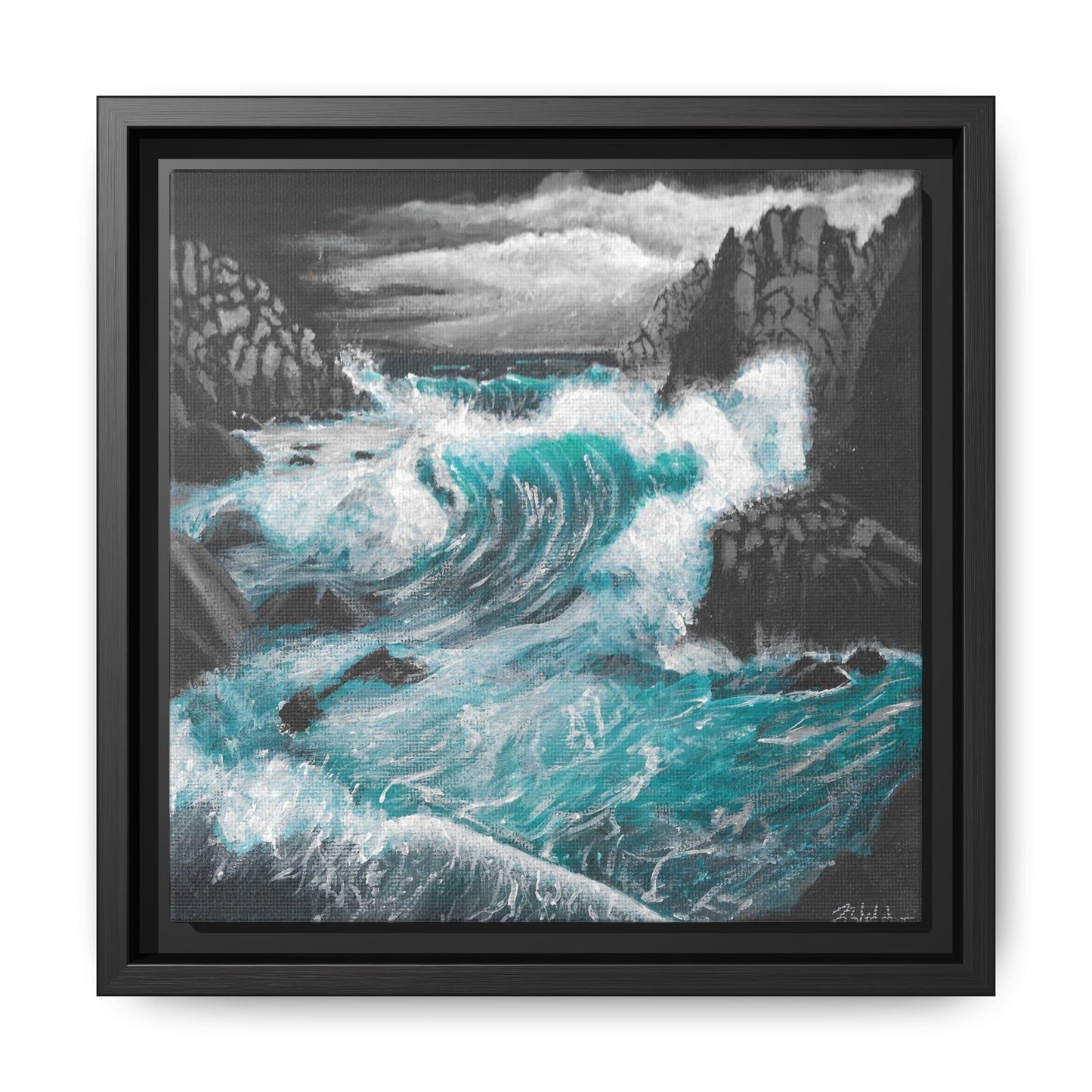 Canvas Print - Dark Storm Waves Acrylic Painting by Kerri Welden