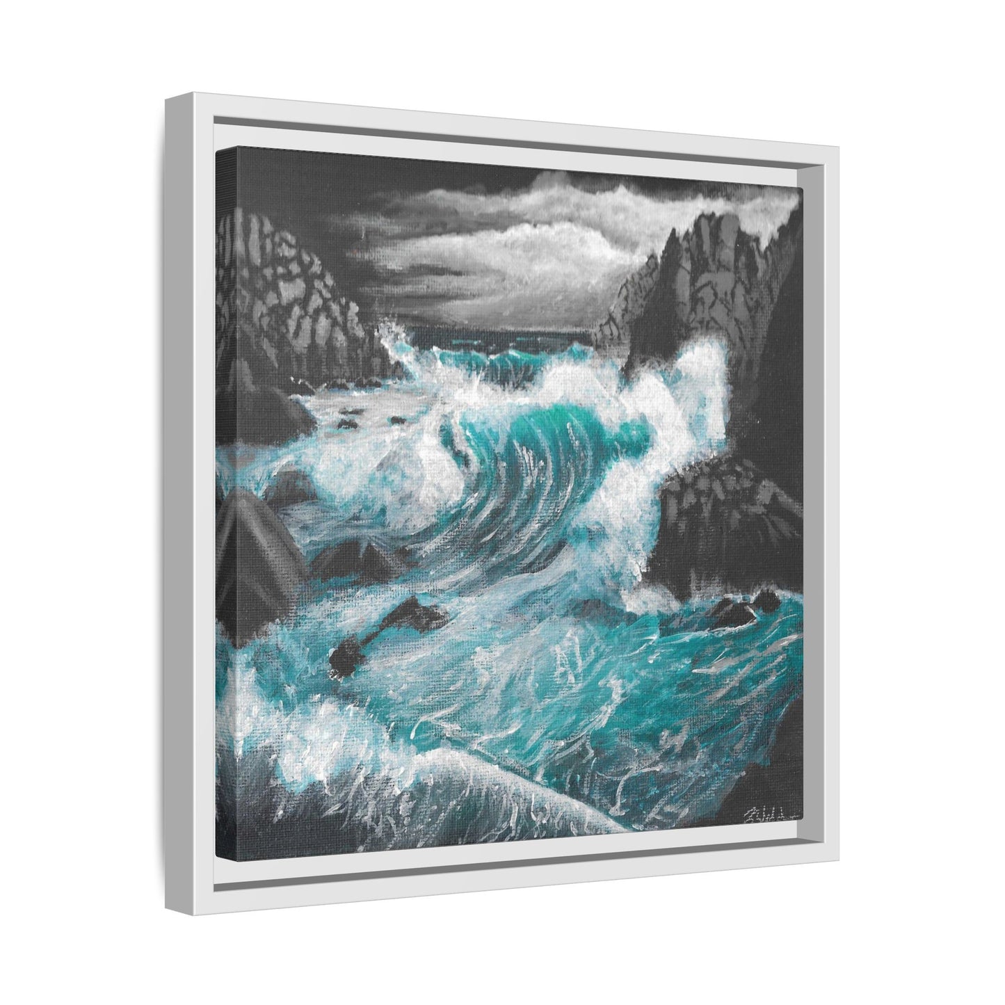 Canvas Print - Dark Storm Waves Acrylic Painting by Kerri Welden