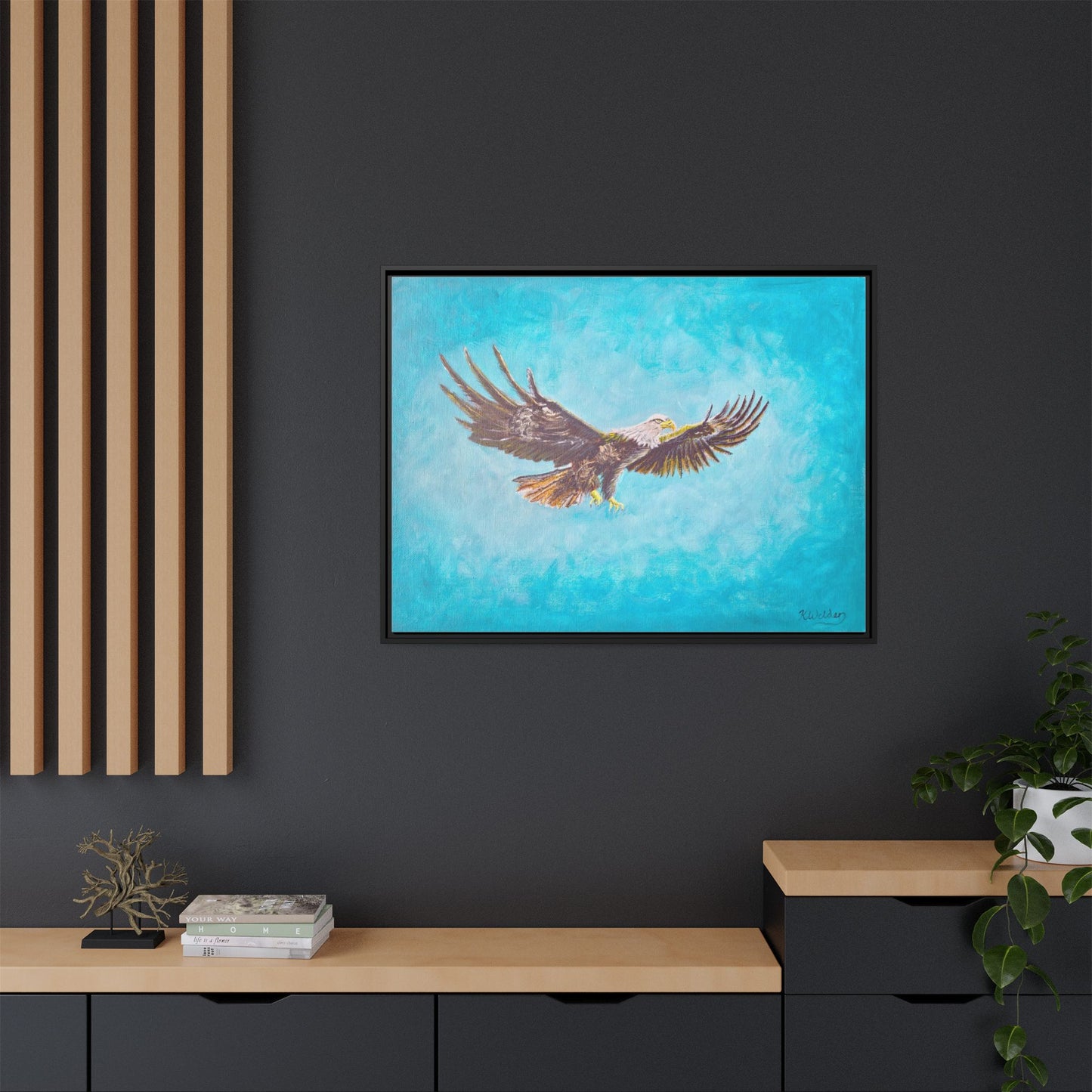 'Provisional Eagle', Canvas Print with floating frame, Acrylic Painting by Kerri Welden