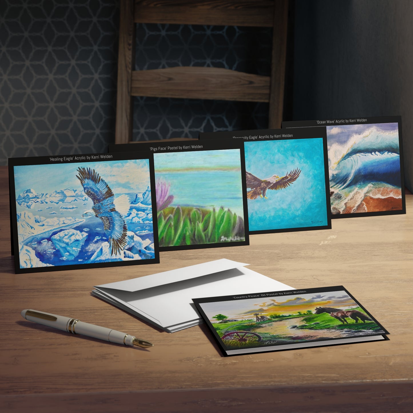 Kerri Welden Paintings Multi-Design Horizontal Greeting Cards - 5-Pack for Every Occasion