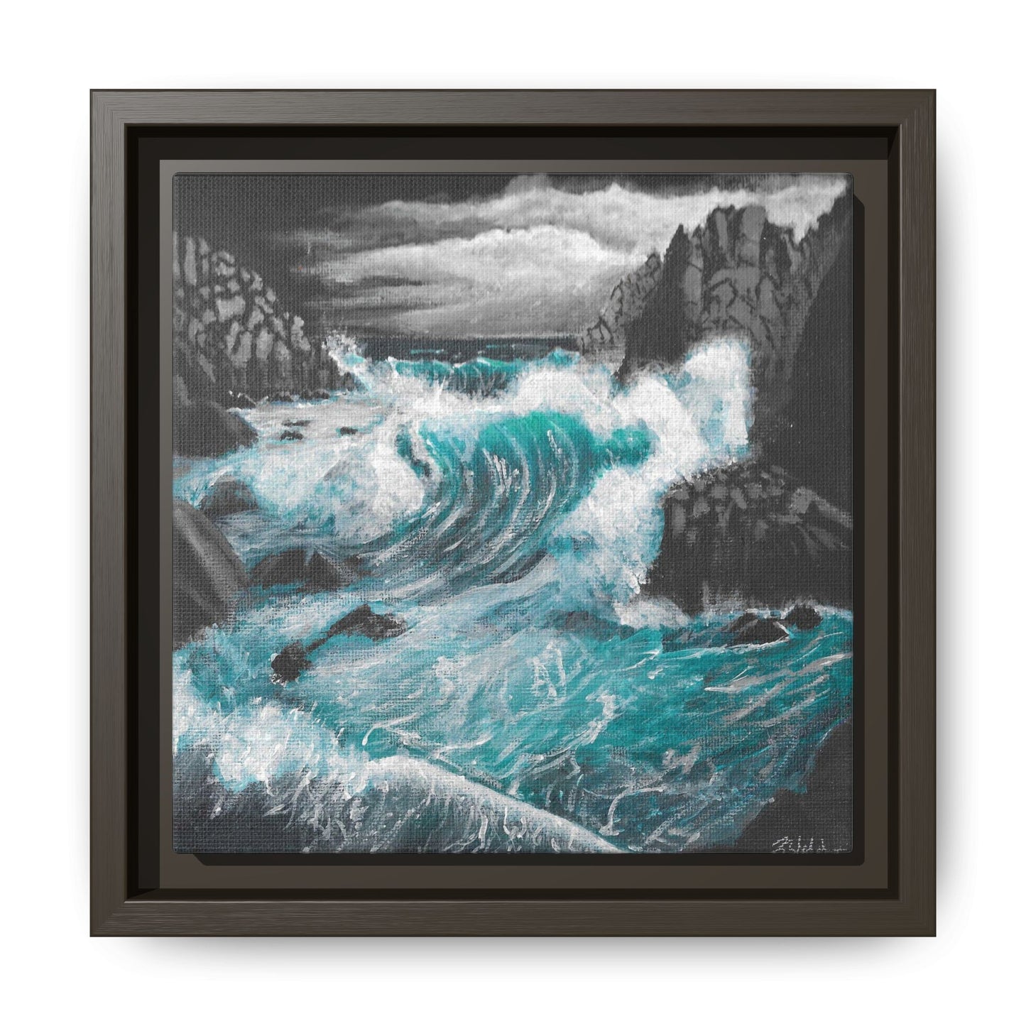 Canvas Print - Dark Storm Waves Acrylic Painting by Kerri Welden