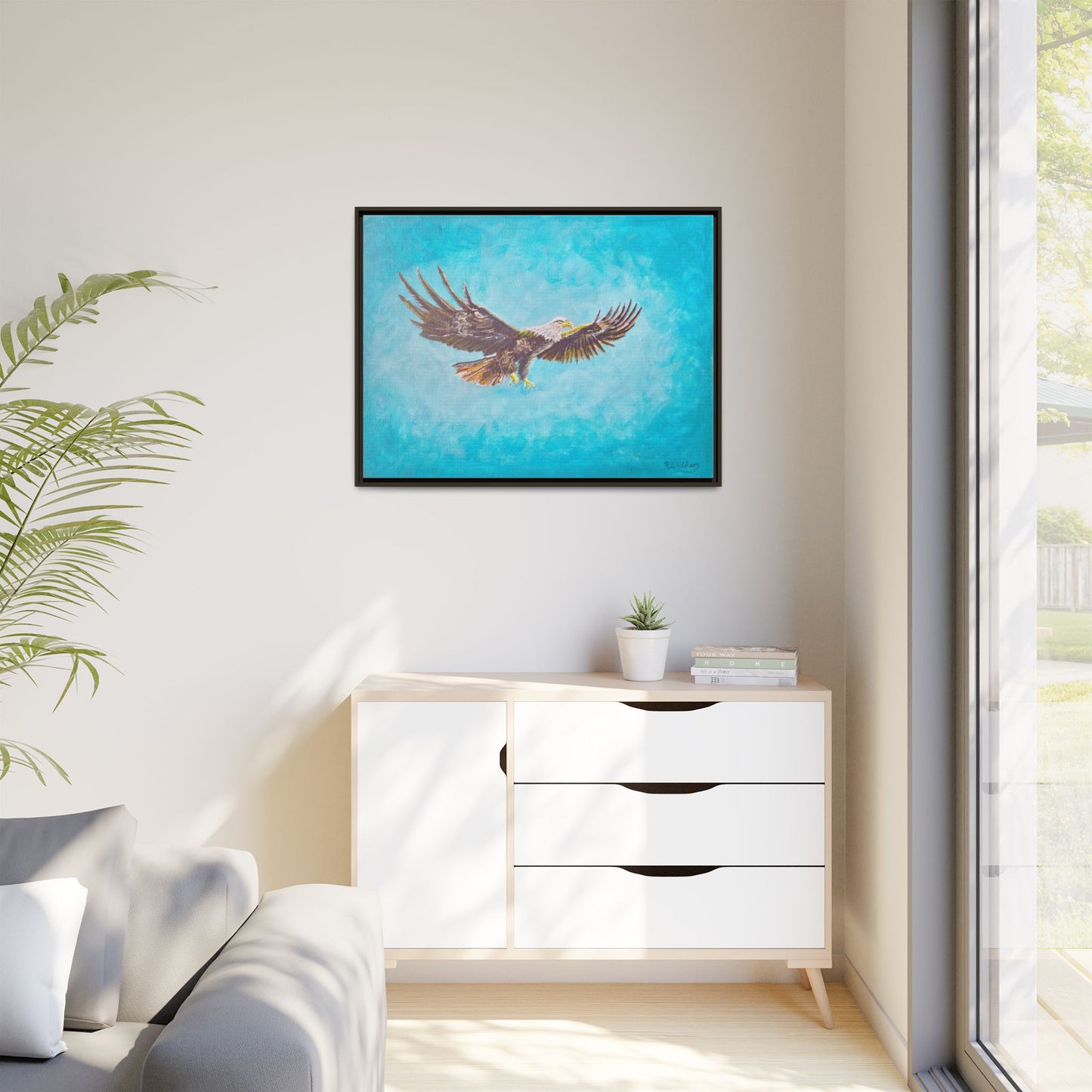 'Provisional Eagle', Canvas Print with floating frame, Acrylic Painting by Kerri Welden