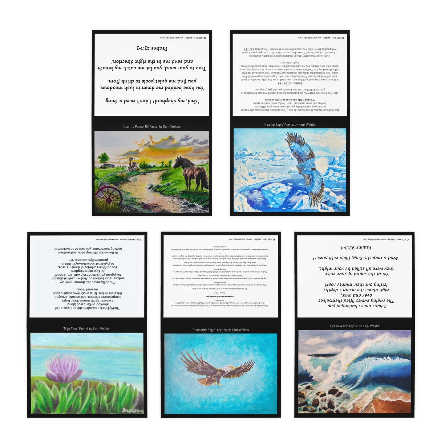Kerri Welden Paintings Multi-Design Horizontal Greeting Cards - 5-Pack for Every Occasion