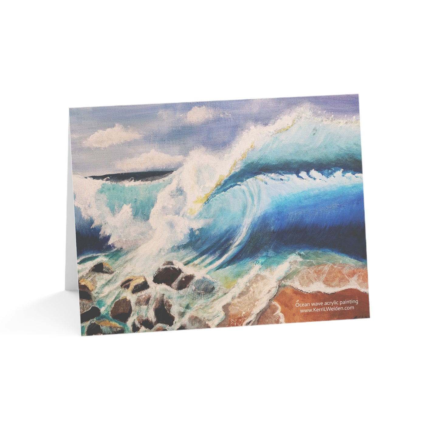 Greeting Cards Psalms 93:3-4 Acrylic Painting Ocean Wave