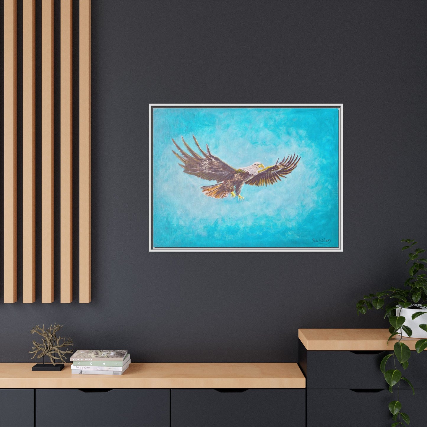 'Provisional Eagle', Canvas Print with floating frame, Acrylic Painting by Kerri Welden