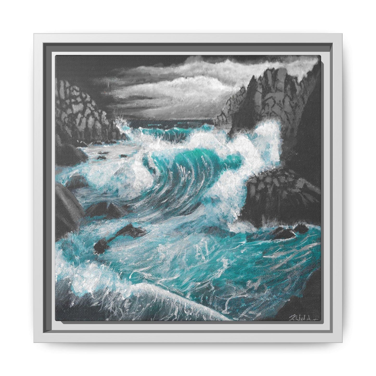 Canvas Print - Dark Storm Waves Acrylic Painting by Kerri Welden