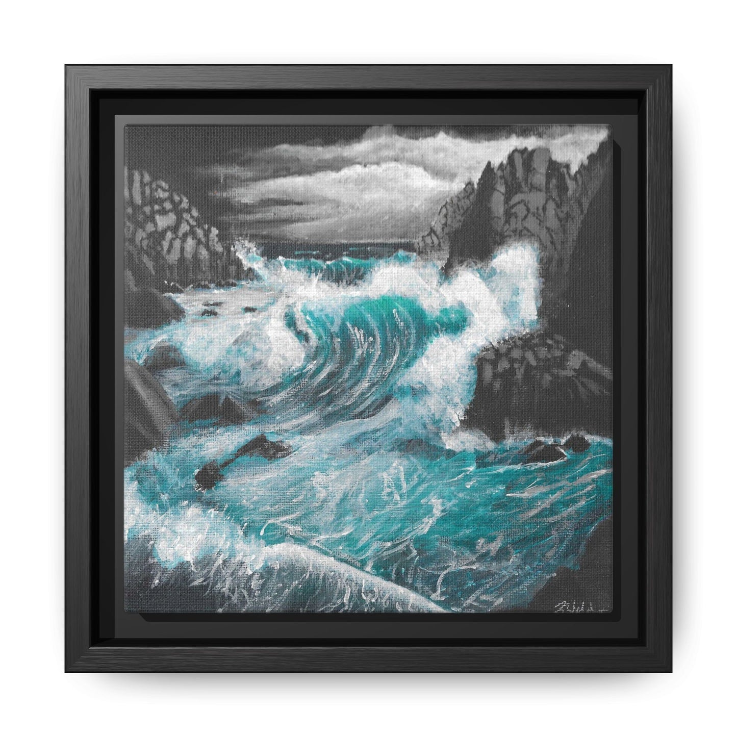 Canvas Print - Dark Storm Waves Acrylic Painting by Kerri Welden