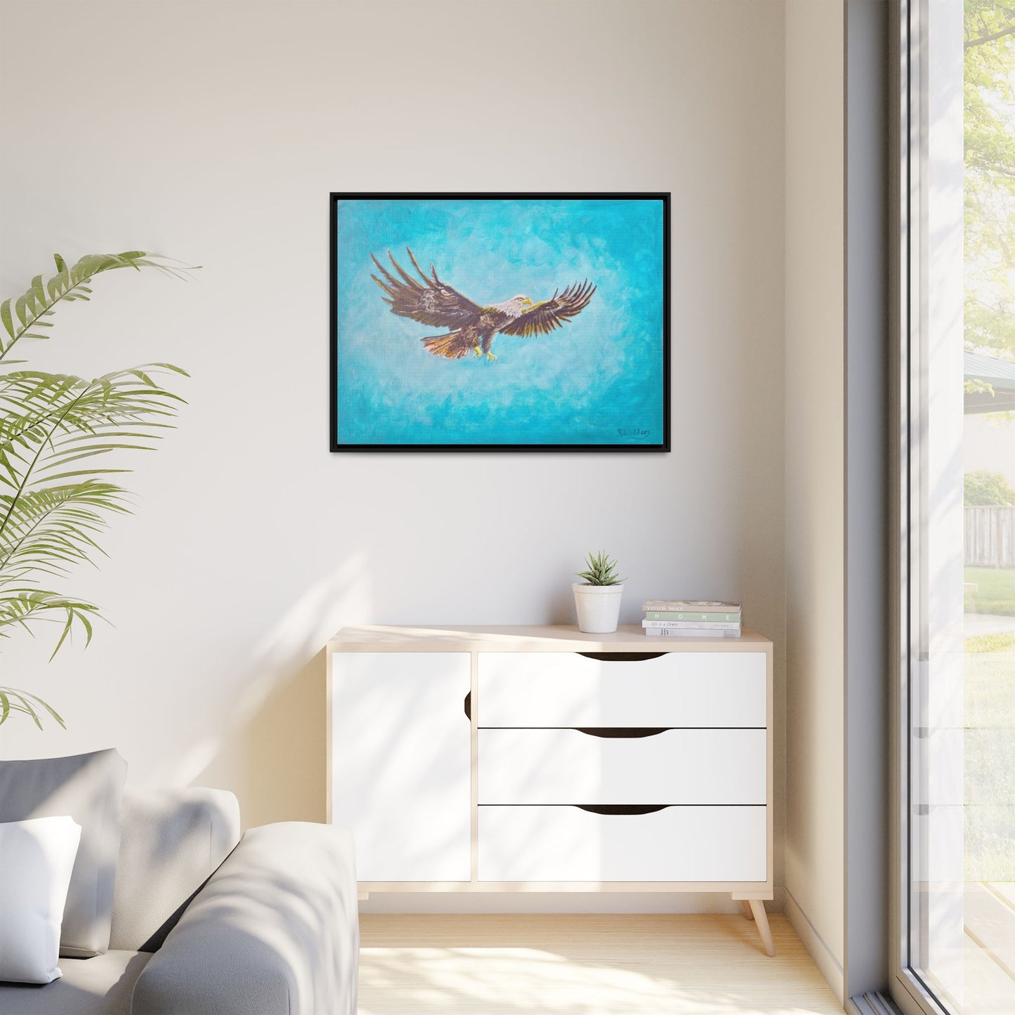 'Provisional Eagle', Canvas Print with floating frame, Acrylic Painting by Kerri Welden